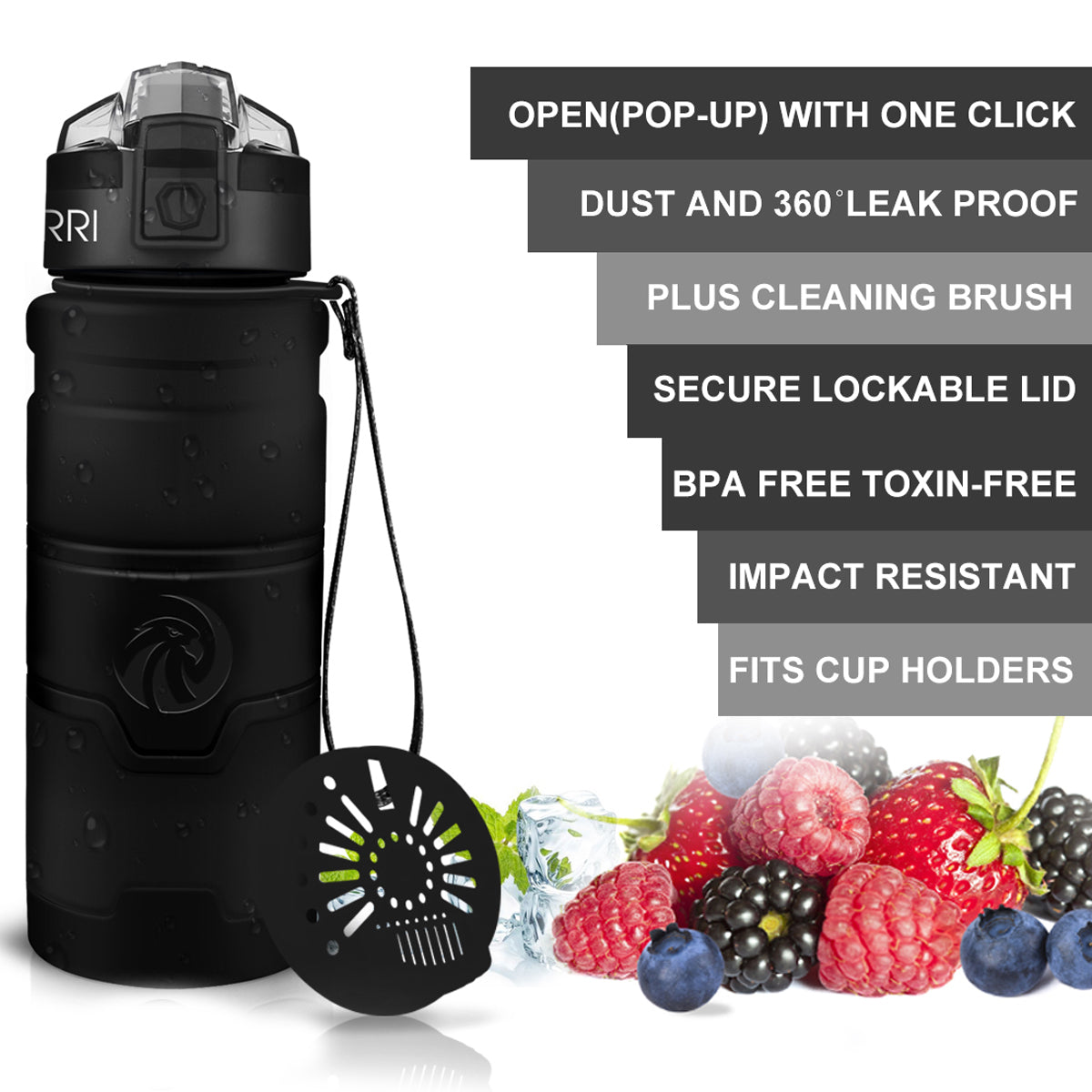 ZORRI BPA Free Sports Water Bottles, 14oz / 400ML Lightweight Reusable Water Bottle for Gym, Fitness, Workout, Yoga, Running, Kids School