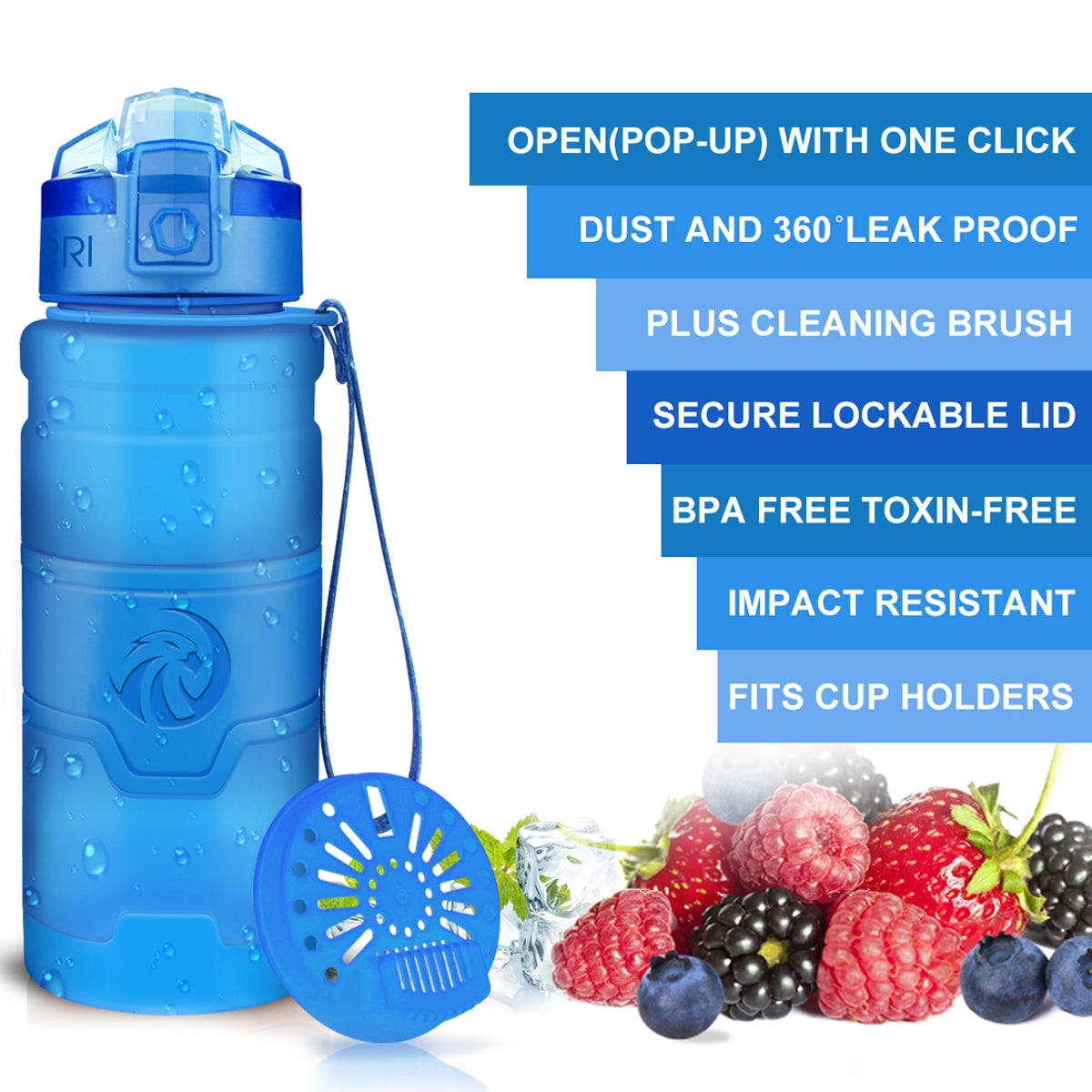 ZORRI BPA Free Sports Water Bottles, 14oz / 400ML Lightweight Reusable Water Bottle for Gym, Fitness, Workout, Yoga, Running, Kids School