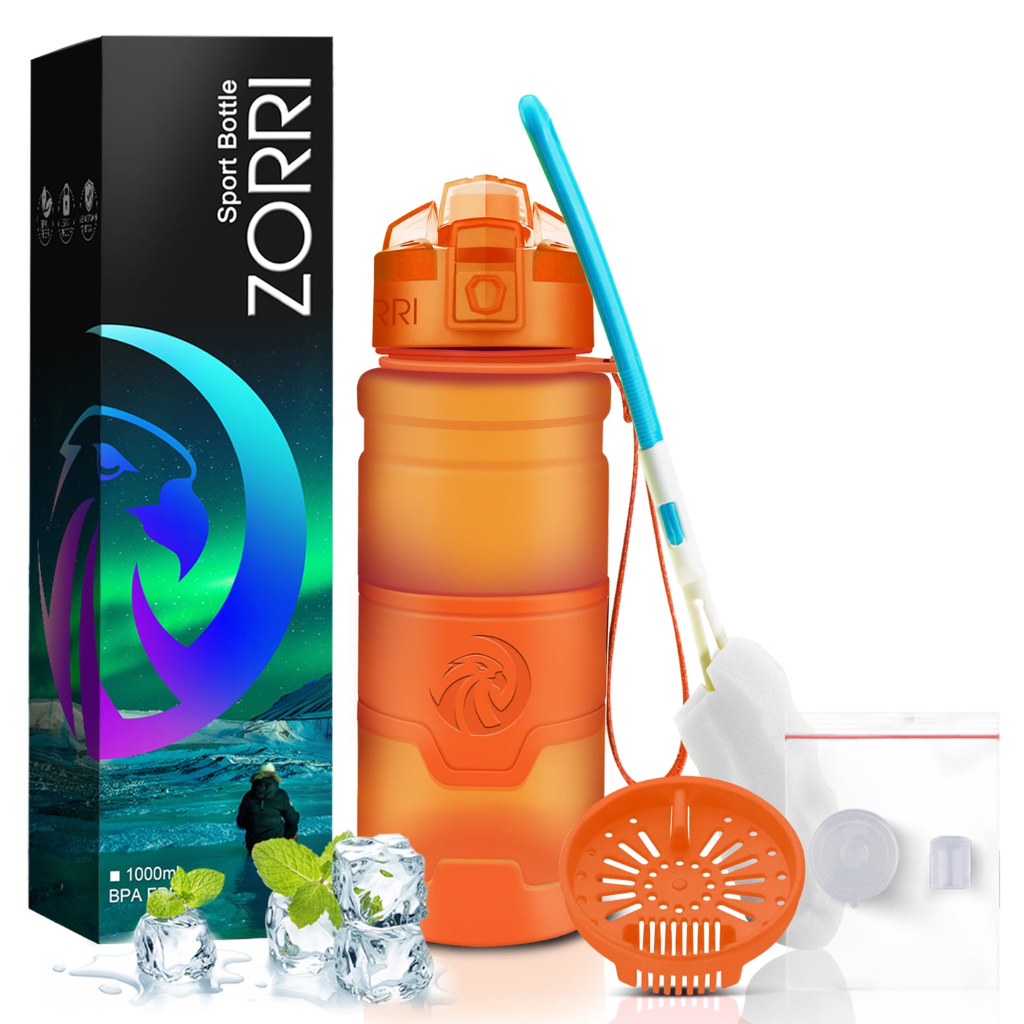 ZORRI BPA Free Sports Water Bottles, 14oz / 400ML Lightweight Reusable Water Bottle for Gym, Fitness, Workout, Yoga, Running, Kids School
