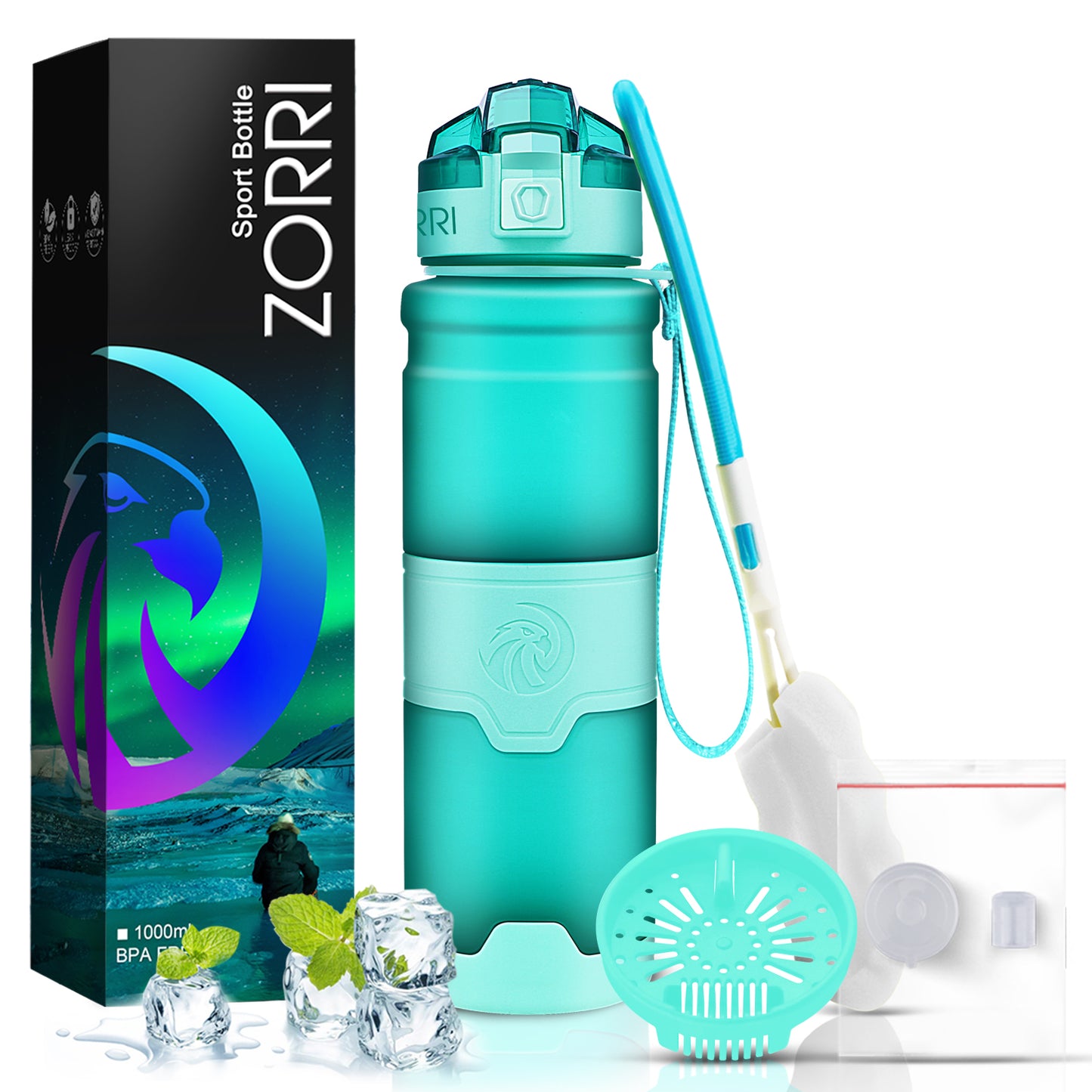 ZORRI BPA Free Sports Water Bottles, 14oz / 400ML Lightweight Reusable Water Bottle for Gym, Fitness, Workout, Yoga, Running, Kids School