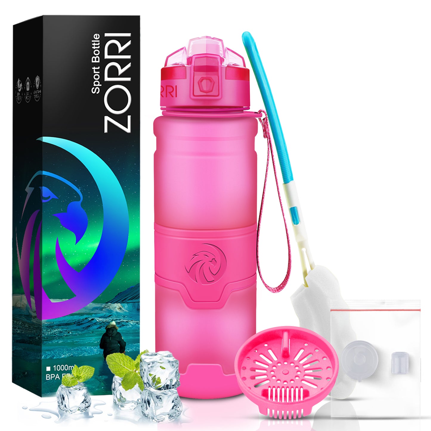 ZORRI BPA Free Sports Water Bottles, 14oz / 400ML Lightweight Reusable Water Bottle for Gym, Fitness, Workout, Yoga, Running, Kids School