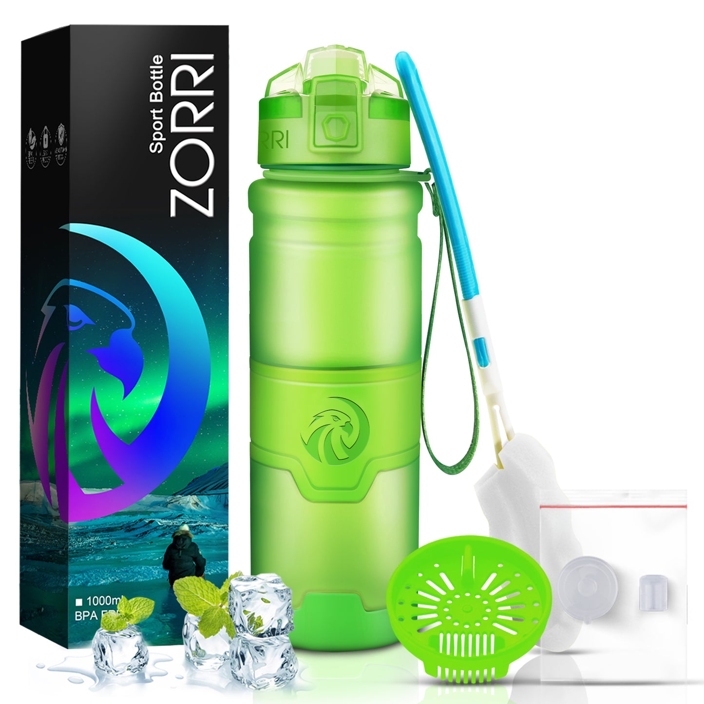 ZORRI BPA Free Sports Water Bottles, 14oz / 400ML Lightweight Reusable Water Bottle for Gym, Fitness, Workout, Yoga, Running, Kids School