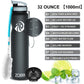ZORRI 32 oz Water Bottle with Cleaning Brush & Strainer, Leakproof BPA & Toxic Free Lightweight Drinking Water Bottles with Carrying Strap, Ensure You Drink Enough Water for Fitness Gym Outdoor