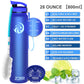 ZORRI 28 oz Water Bottle with Sponge Cleaning Brush & Strainer, Leakproof BPA & Toxic Free，Lightweight Drinking Water Bottles with Nylon Carrying Strap, Ensure You Drink Enough Water for Fitness Gym Outdoor