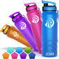 ZORRI 28 oz Water Bottle with Sponge Cleaning Brush & Strainer, Leakproof BPA & Toxic Free，Lightweight Drinking Water Bottles with Nylon Carrying Strap, Ensure You Drink Enough Water for Fitness Gym Outdoor