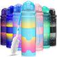 ZORRI 17OZ 500ml Reusable BPA Free  Sports Water Bottles, Lightweight Leak Proof Water Bottle with Cleaning Brush & Lock Feature Flip Top Lid for Kid School / Adults Workout, Gym, Cycling, Fitness, Gym, Yoga, Running, Camping