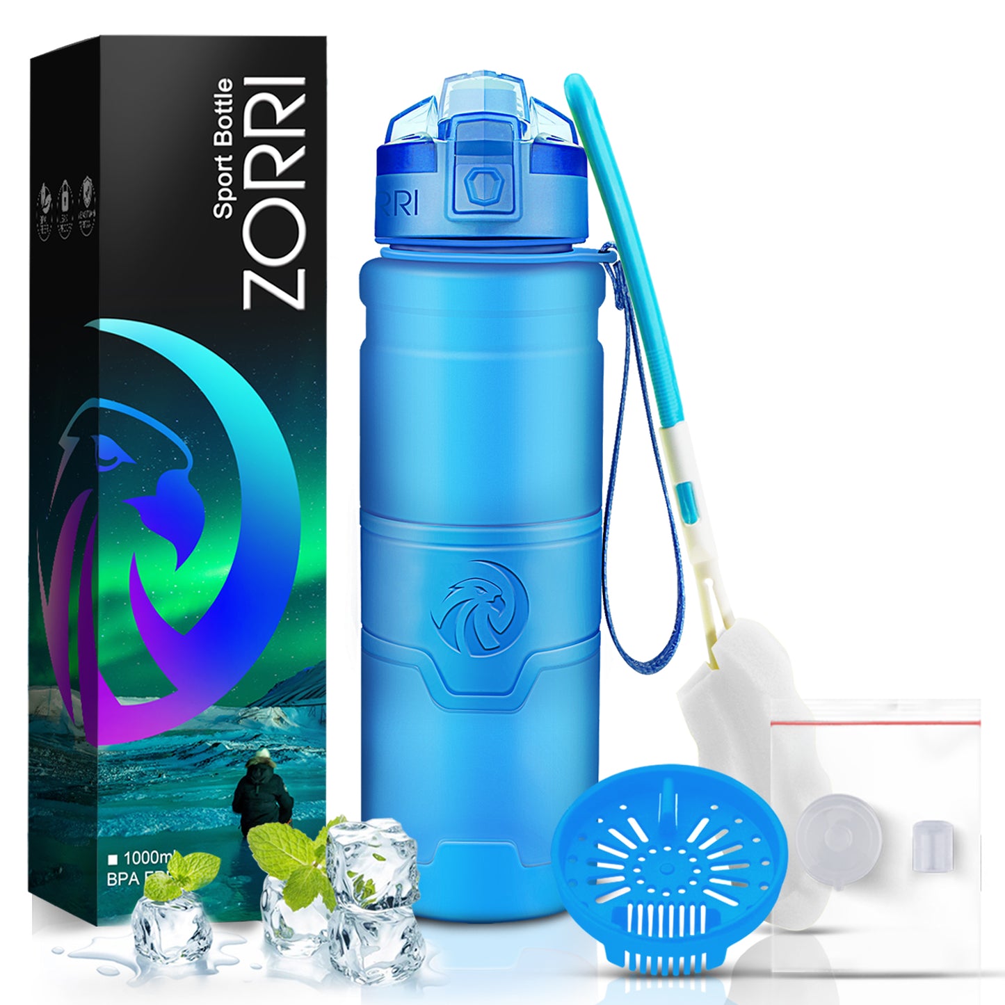 ZORRI BPA Free Sports Water Bottles, 24oz / 700ML Lightweight Reusable Water Bottle for Gym, Fitness, Workout, Yoga, Running, Kids School...