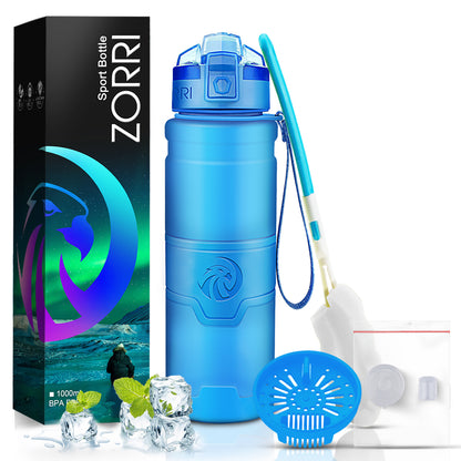 ZORRI BPA Free Sports Water Bottles, 24oz / 700ML Lightweight Reusable Water Bottle for Gym, Fitness, Workout, Yoga, Running, Kids School...