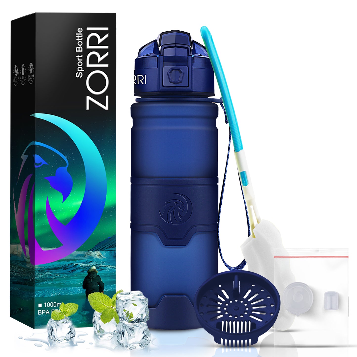 ZORRI BPA Free Sports Water Bottles, 24oz / 700ML Lightweight Reusable Water Bottle for Gym, Fitness, Workout, Yoga, Running, Kids School...