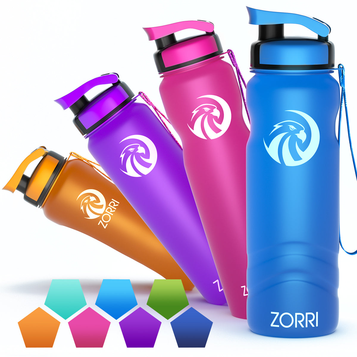 ZORRI 20oz 600ml Sports Water Bottles, Leak Proof & BPA Free Lightweig